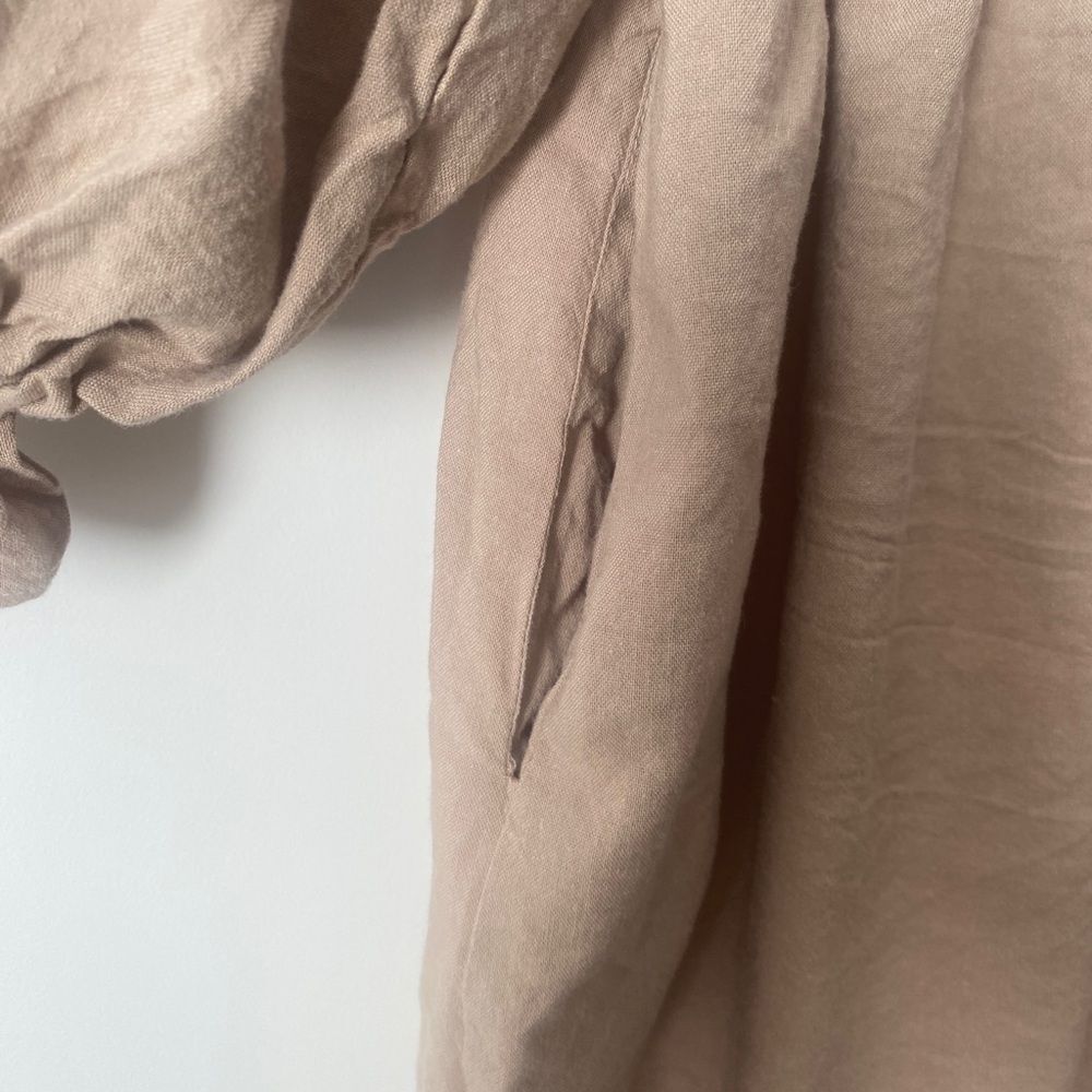 Anthropologie x Kourt Portia Smocked Linen Dress M Milkmaid Cottagecore Coquette - Picture 6 of 11